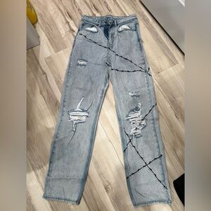 Ksubi Light Blue Distressed Women's Flare Jeans